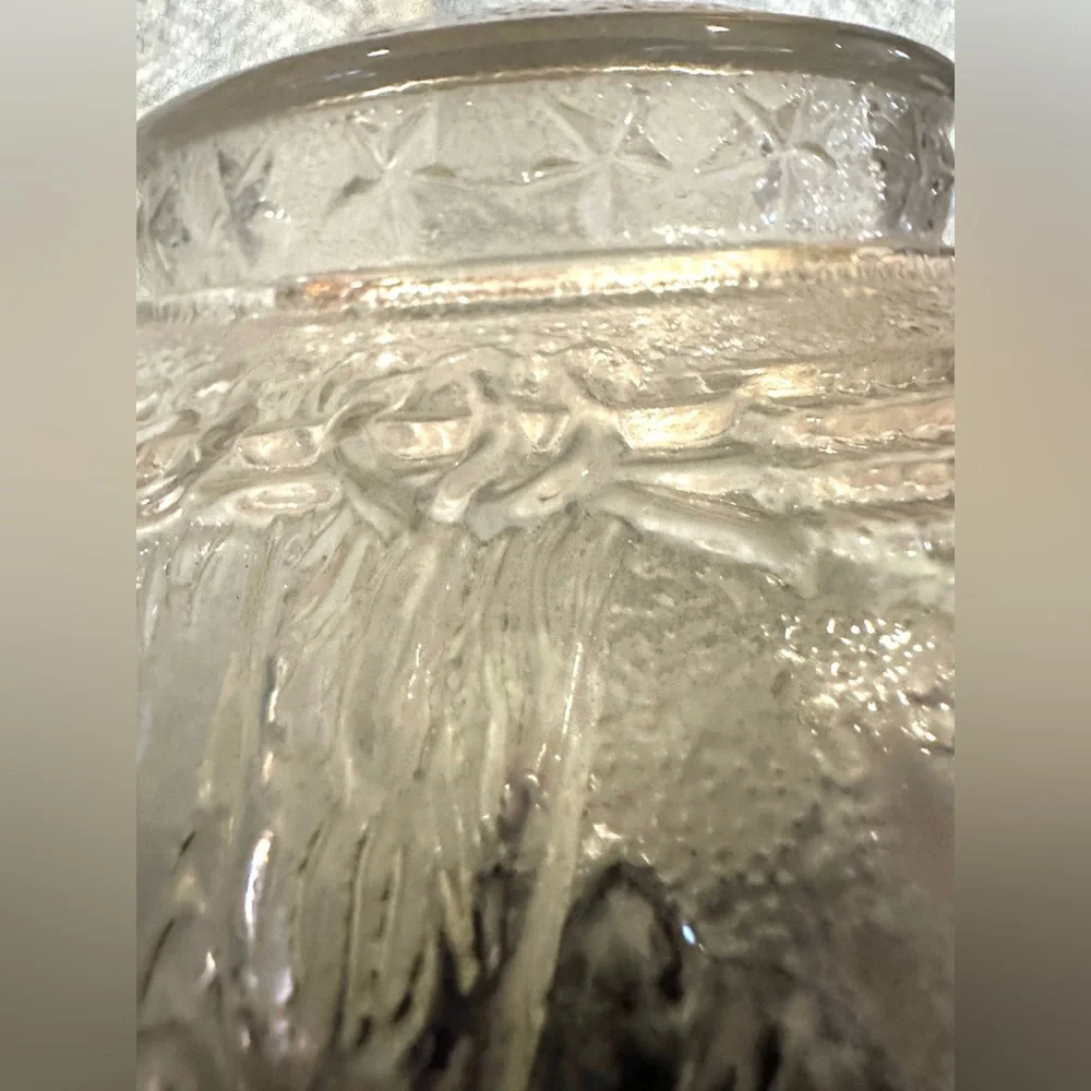 Vintage American Eagle Stars Clear Glass Textured Lamp Light Shade Fitter RARE